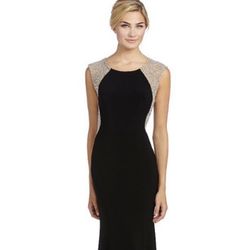 NEW Long Black Dress, Beaded Back - Xscape Brand, Sizes 10,12, & 14 NEW!