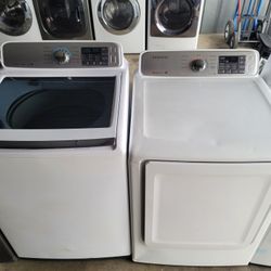Samsung Large Capacity 5.0cu Top Load Washer And Gas Dryer Set 