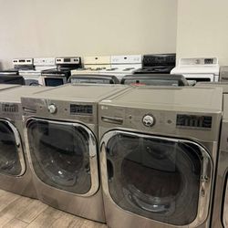 LG mega capacity washer and dryer set gas dryer with warranty 29in wide