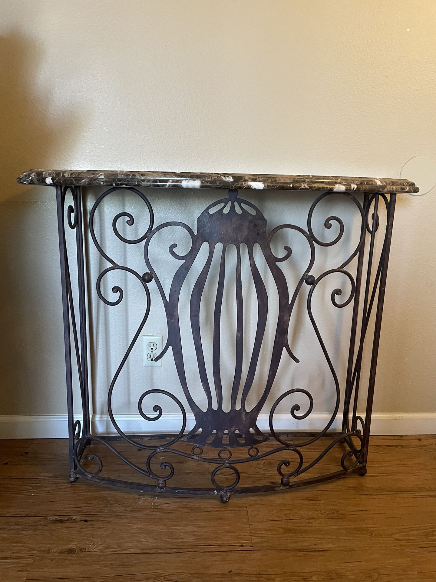 Rustic Console Table With Marble Top