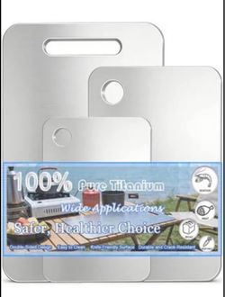 Brandnew 3pk 100% Pure Titanium Cutting Board Set of 3, Double-Sided Titanium Cutting Boards for Kitchen Dishwasher Safe, Camping Metal Charcuterie Ch