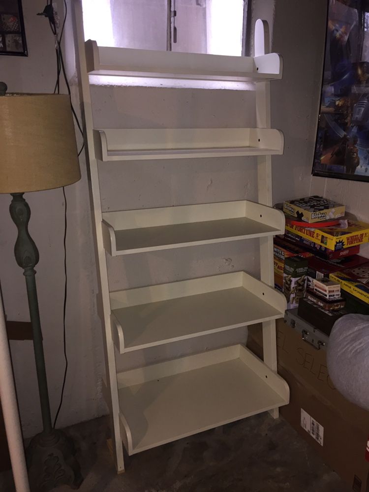 White 5 Shelf Ladder Bookshelf 72” X 34”