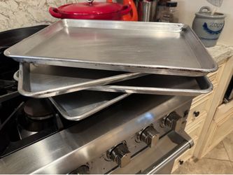 4 Commercial Grade Natural Aluminum Rimmed Sheet Pans