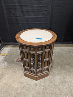 Hexagonal Wood Commode End Table with Storage