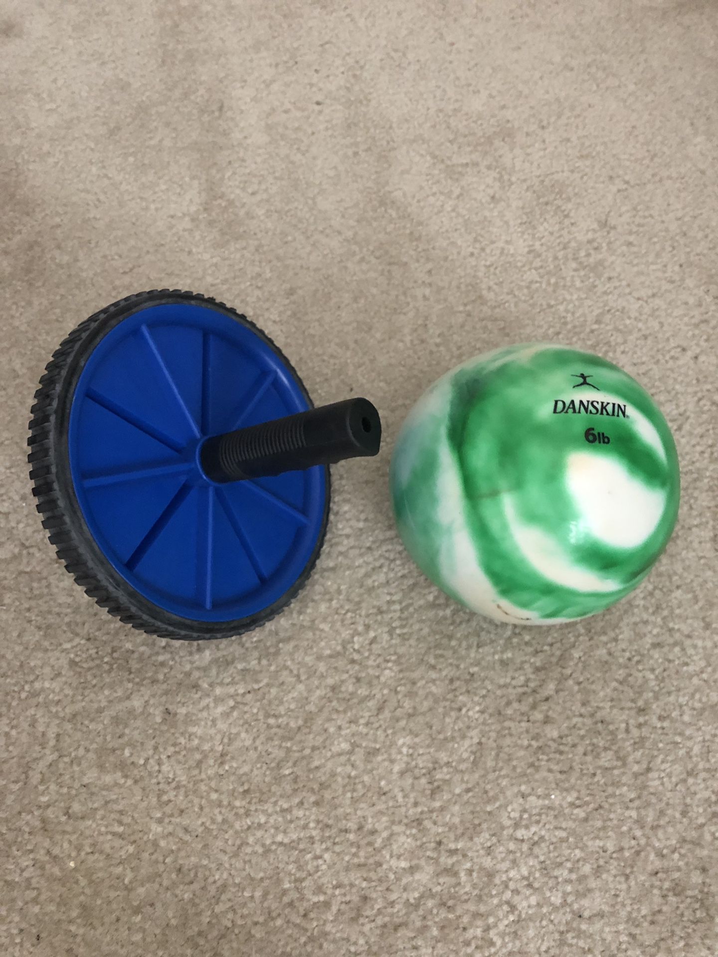 Exercise ball and abs wheel