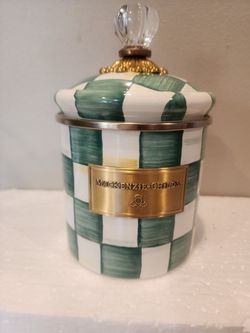 Mckenzie Childs brand nee canisters green
