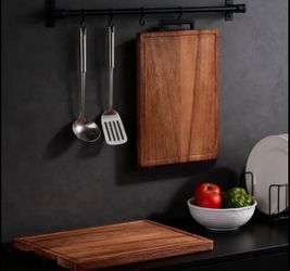 Extra Large Ebony Wood Cutting Board with Juice Groove – 17.7" x 11.8"
