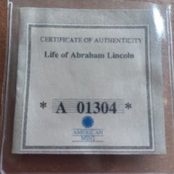 24k Gold-proof medal Coin-Life of Abraham Lincoln