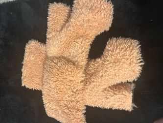 Peach knee high stacked teddy boot