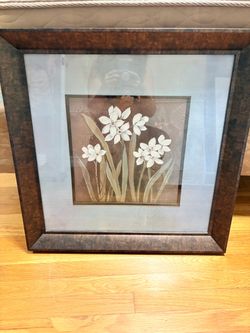 Framed White Floral Wall Art Print