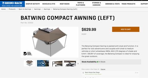 Rhino rack batwing awning compact left