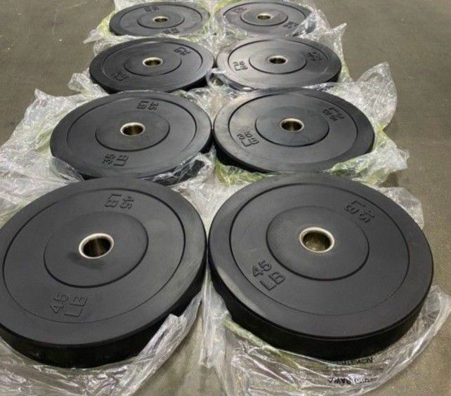 NEW Bumper Plates, Rubber Olympic Weights, Home Gym Weight Set, Folding Squat Rack, Adjustable FID Bench Press, Stall Mats, Rubber Flooring