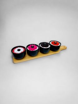 Signature Craft Organic Candles Set of 4 pcs with Flowers Decoration