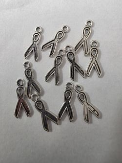 Silver Awareness Ribbon Charms – Lot of 10