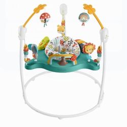Fisher-Price Brand new in the Box. colorful Corners Jumperoo bouncy fun with music and lights developmental toys. 
Removable washable seat cover. 
