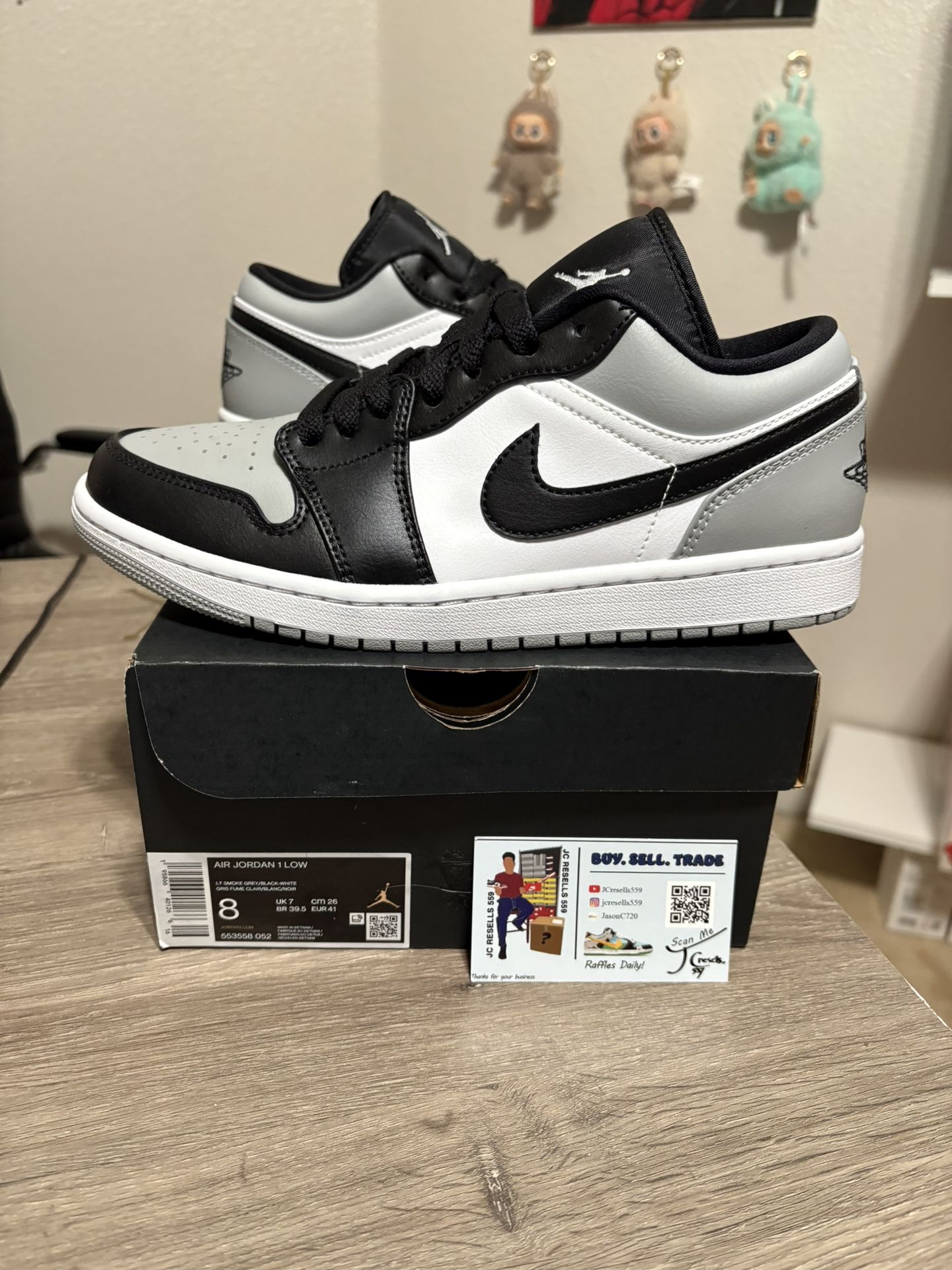 Size 8 - Nike Air Jordan 1 Low Grey Shadow Toe
