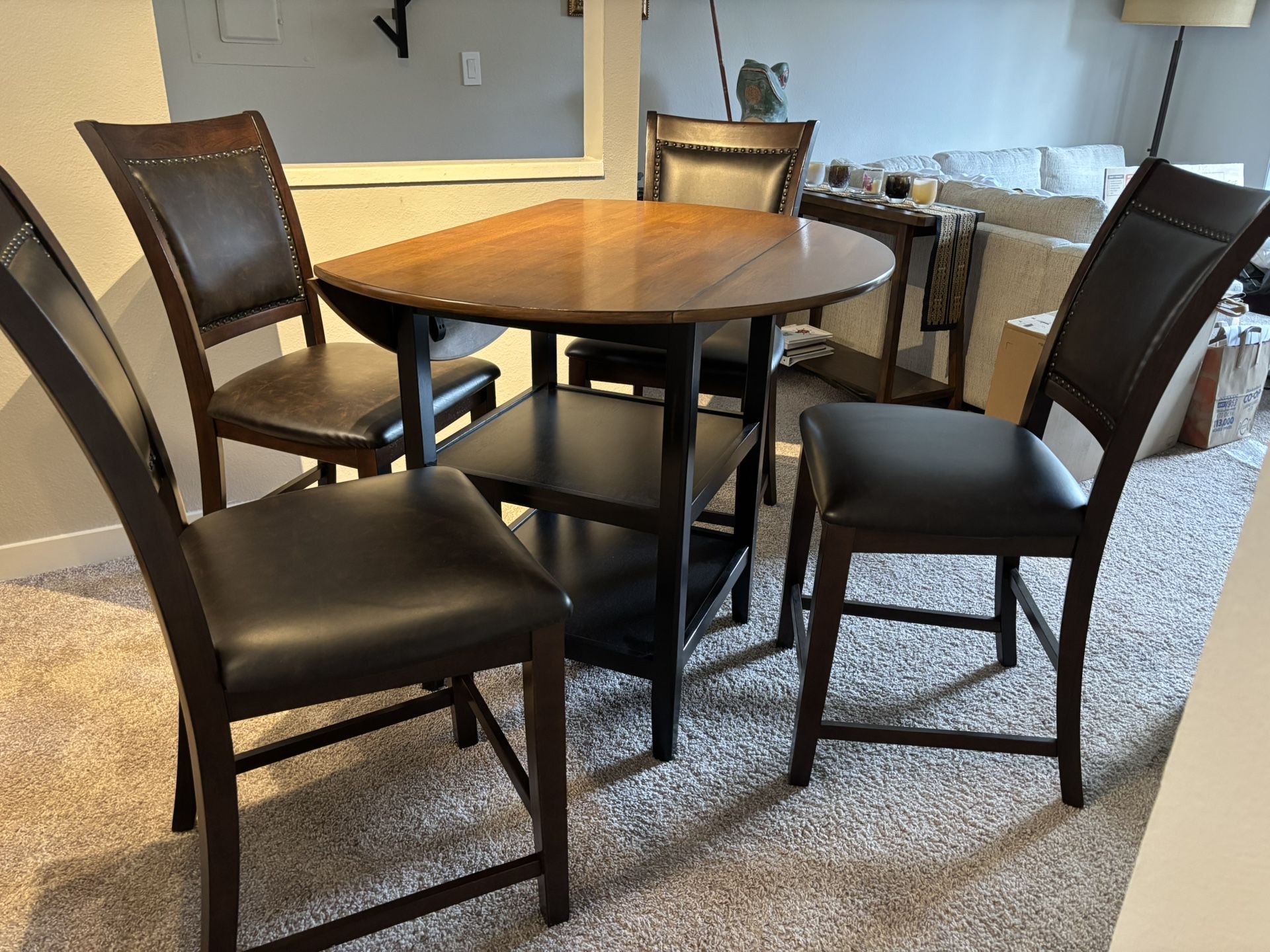 Bar height dining table & 4 chairs