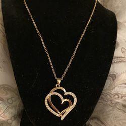 Pretty Double Gold Heart Necklace Only 30$