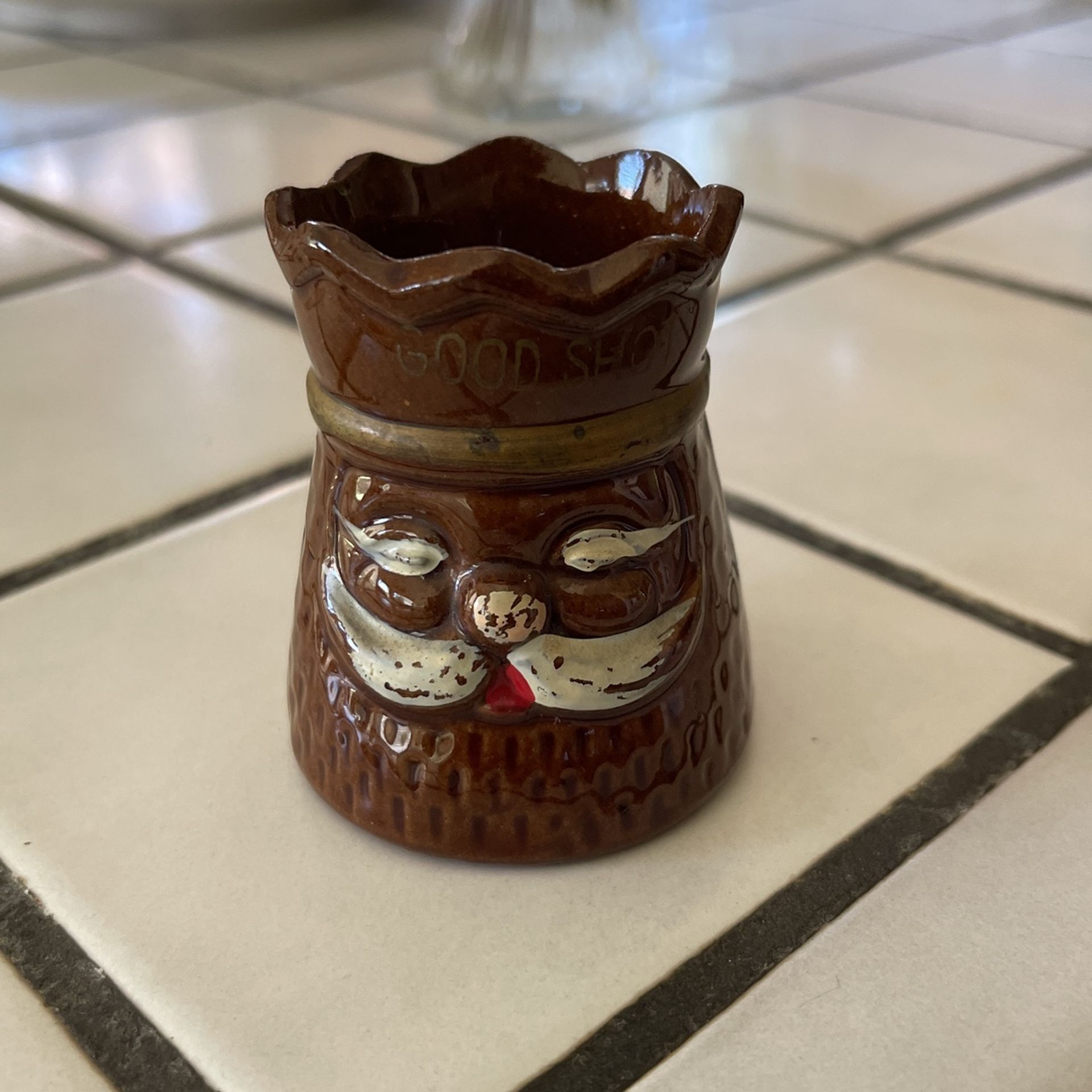 REDWARE NOVELTY SHOT GLASS, VINTAGE 1950'S