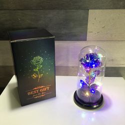 NEW LED Light Up Crystal Rose In The Glass Dome Valentine Mother's Day Etc.