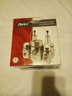 Parini 6 Piece Stainless Steel Condiment Set New In Box