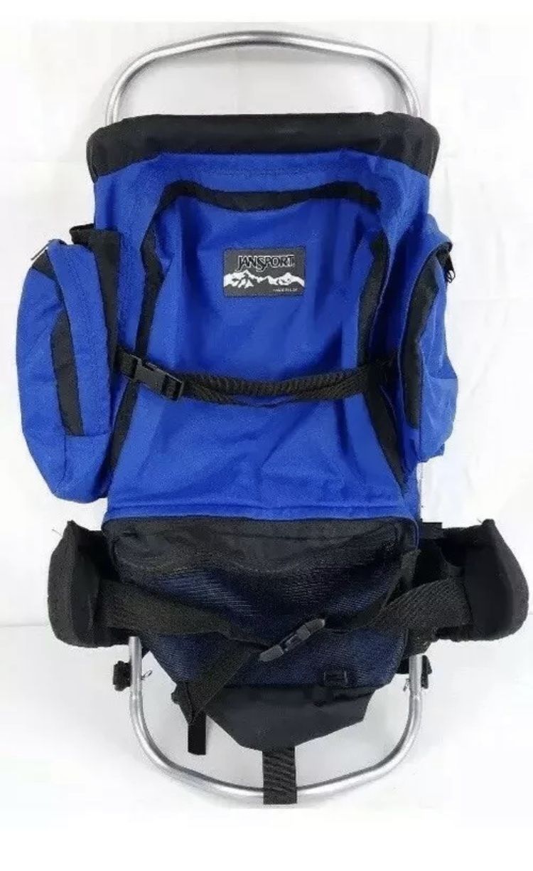Vintage Jansport External Frame Blue/Black Backpack Hiking Camping Hip Wings