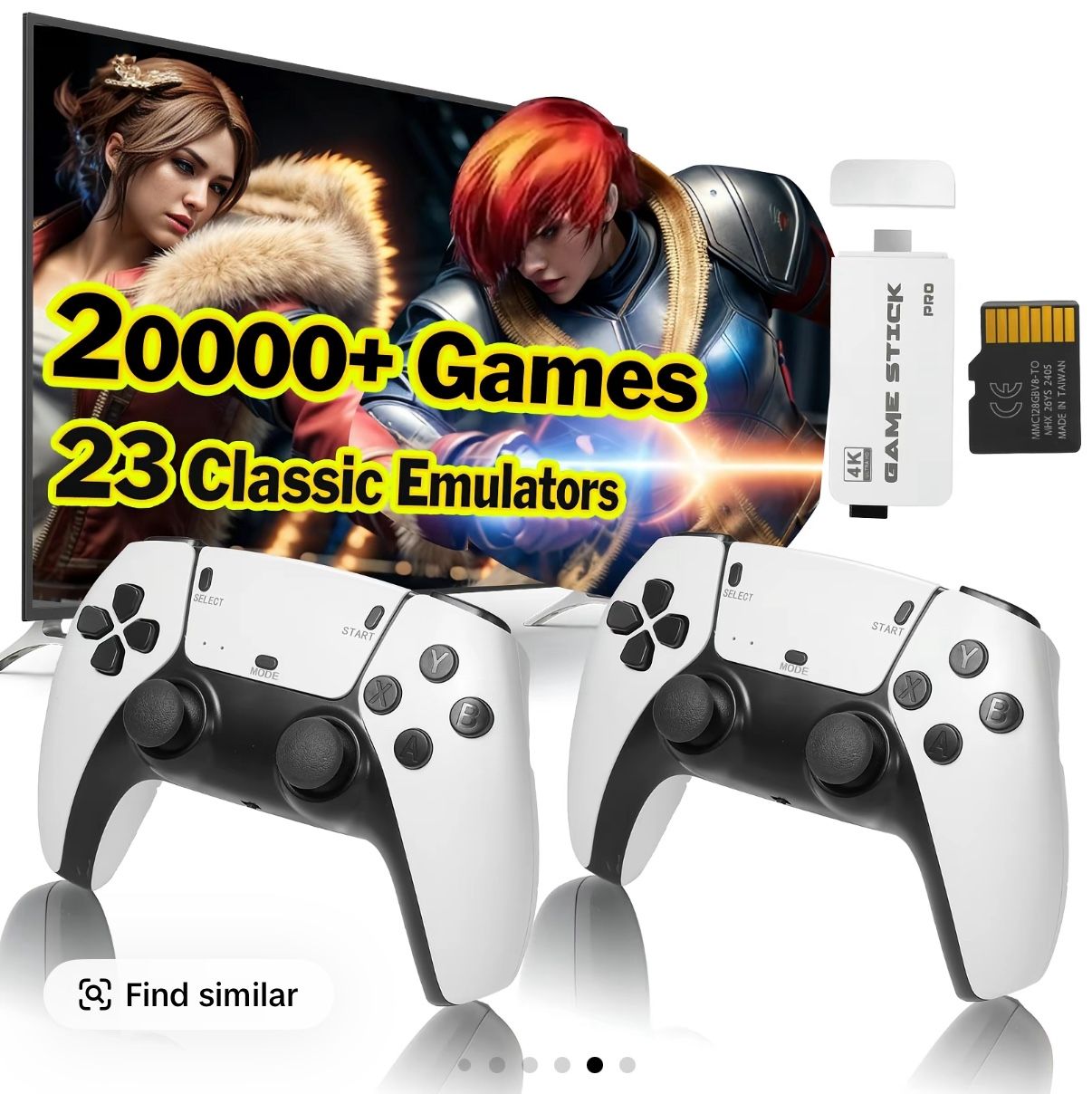20,000+ Retro GameStick, Plug and Play VideoGameConsoles with 2.4G Wireless Controllers, 4K HDMI Output.Usb Gaming. Premium Competitive Dual Controlle