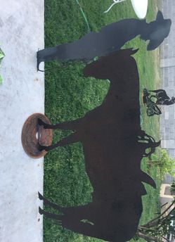 Metal horse and deer