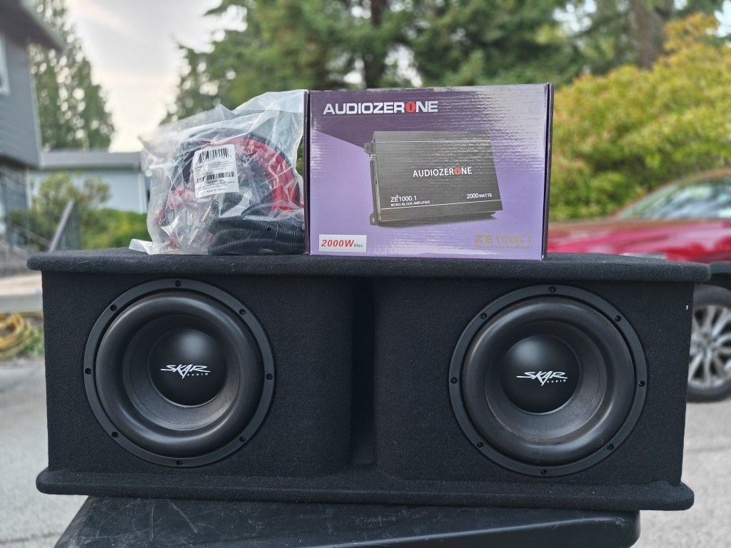 Skar 10" Subs Ported Box New Amp And Wiring Kit