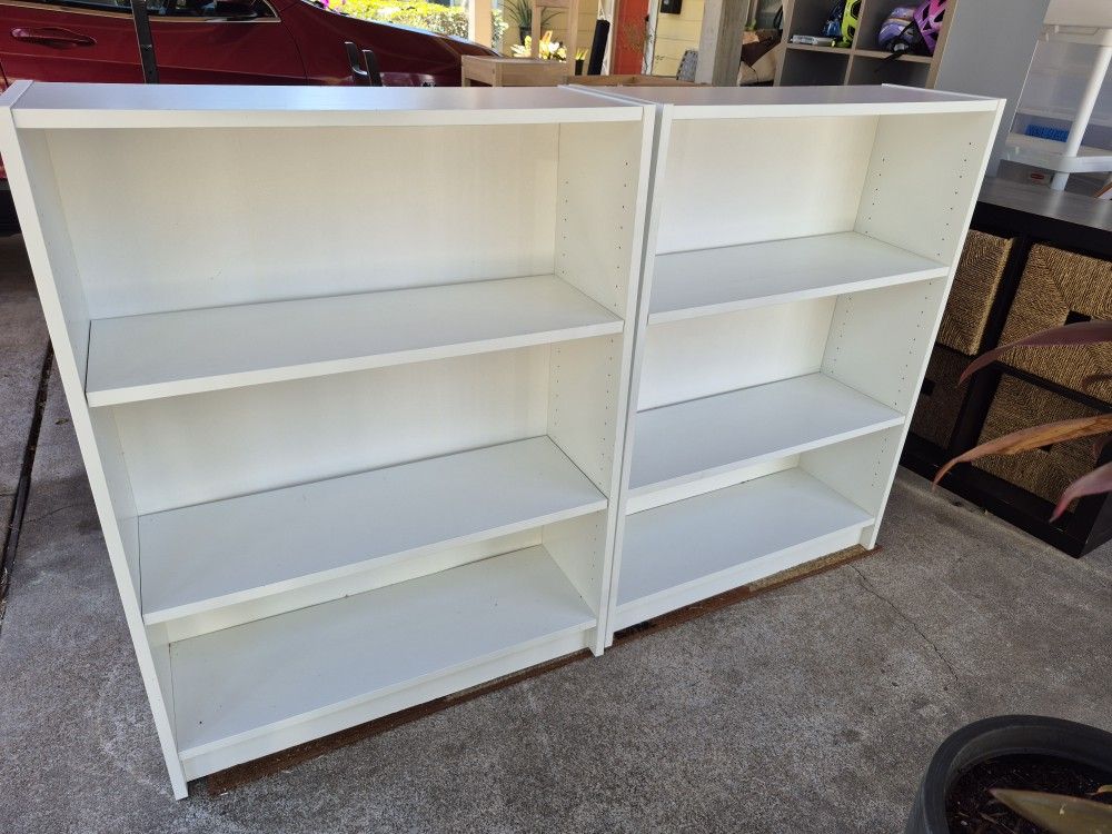 Nice Used Two White Wooden Book Shelfs. 