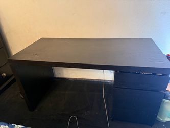 IKEA Black-Brown Malm Desk With the Drawers