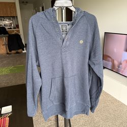 Volcom Hoodie Men XL Charcoal Sweatshirt Sweater Henley Snap Skater Heavy