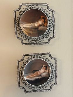 2 Small vintage ceramic wall art prints