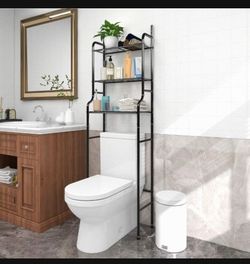 3-Shelf Bathroom Organizer Over The Toilet Space Saver Bathroom Corner Stand Storage Organizer, Black

