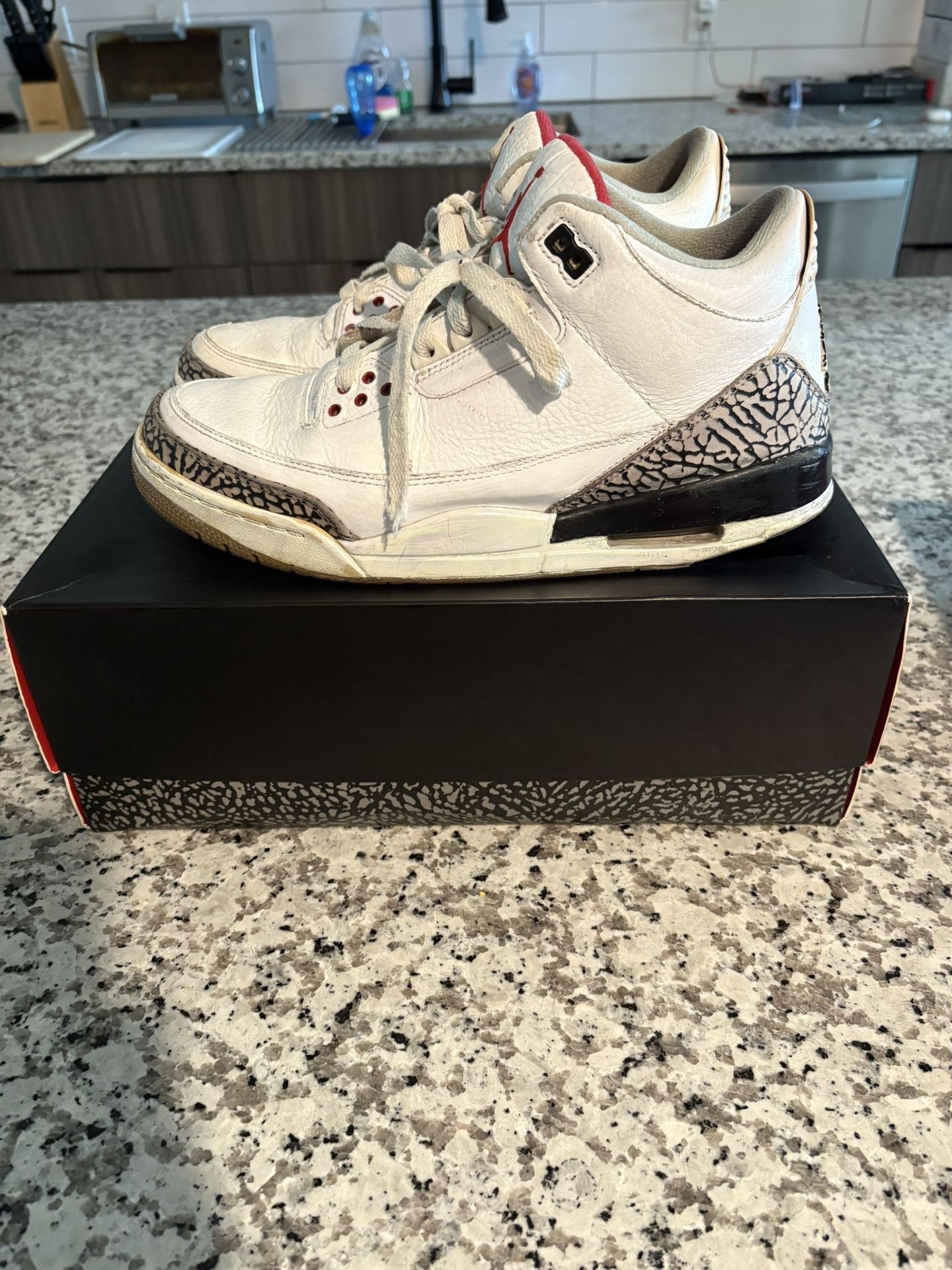 White Cement Air Jordan Retro 3 Size 10.5