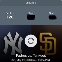 Yankees Vs Padres Saturday Night 4 Seats 
