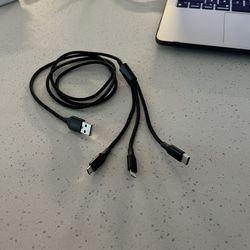 3- In 1 USB To Usb-C, Lightning, Micro Usb