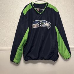 Men’s Seahawks Football Pull Over Jacket With Side Zip And Front Pockets XXL