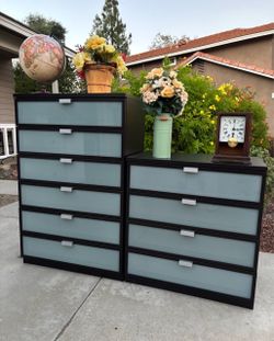 Dark 10 Drawer Modern Dresser Chest of Drawers Furniture Set Great Condition