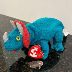 Ty beanie triceratops Hornsly plush2007. Size 9” with Tags 