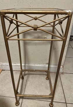 Small Brass End Table With Glass Top