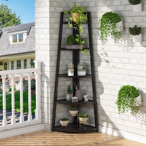 New 70" Tall Corner Ladder, Black