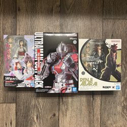 Bandai SH Figuarts Lot of 3- Ultraman Suit Jack, Bleach Kenji, Yamada, Anime Action Figures New