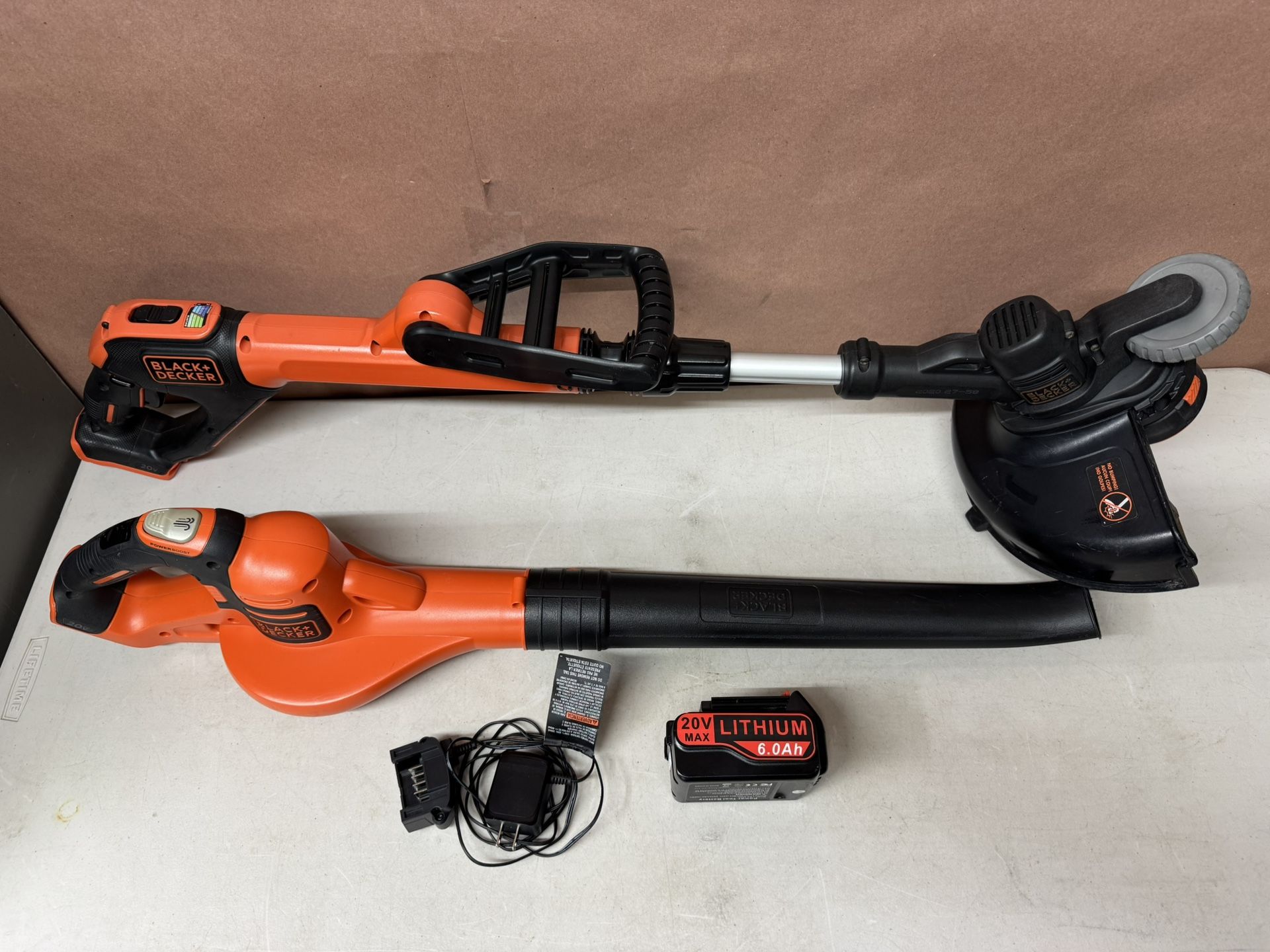 BLACK+DECKER 20V MAX Cordless Battery Powered String Trimmer and Leaf Blower Combo Kit (6.0ah Battery & Charger included)
