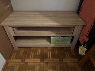 Light Wood TV Stand with Open Shelves