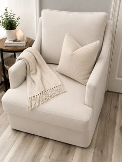 Brand new beige color Upholstered Chenille Swivel Armchair