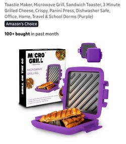 Toastie Maker, Microwave Grill, Sandwich Toaster, 3 Minute Grilled Cheese, Crispy, Panini Press, Dishwasher Safe, Office, Home, Travel & School Dorms 