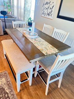 Dining Table with chairs and bench
