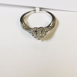 Heart Halo Design Ring 10KWG