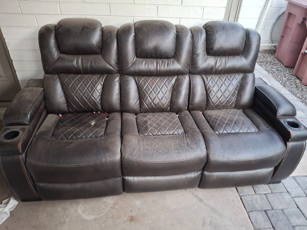 Leather Reclining Sofa